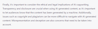 Low level blog snippet from AI copywriting example