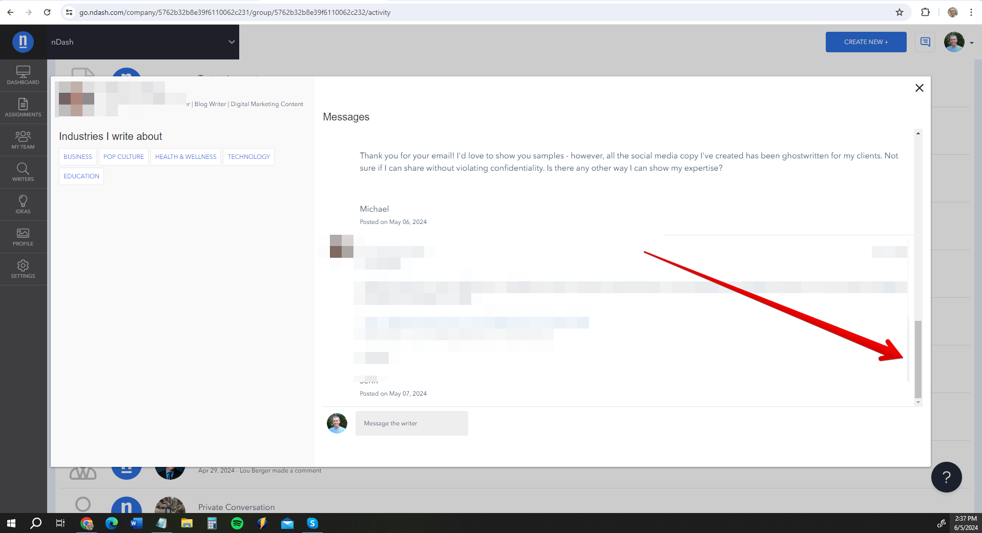nDash messaging