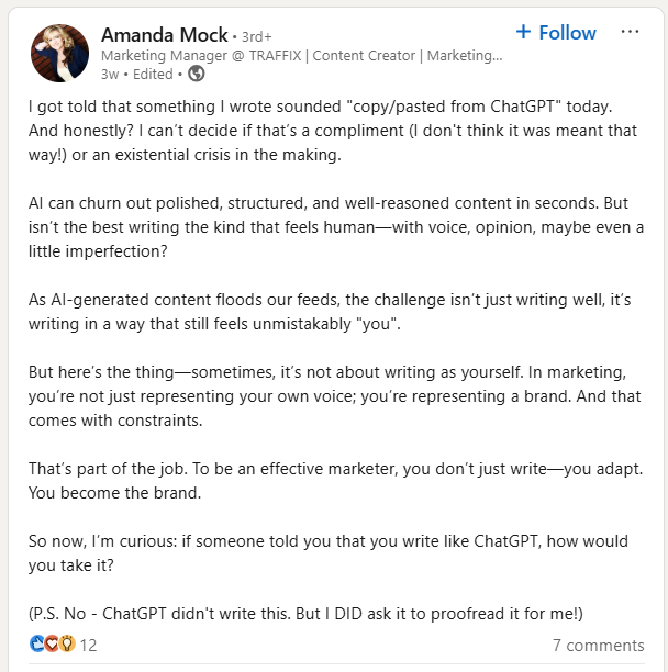 Amanda Mock - AI writing tools and generated content