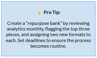 Create a repurpose bank