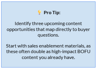 Identify three upcoming content opportunities