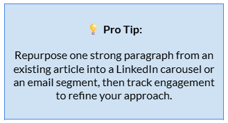 Repurpose one strong paragraph