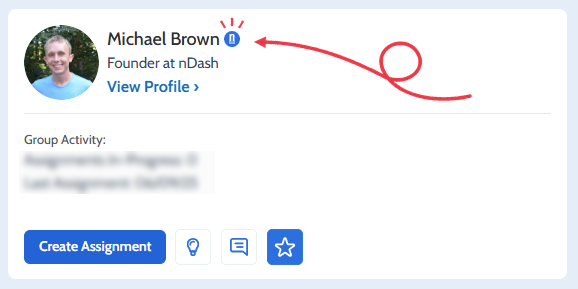Verified nDash Account badge next to a team member's name